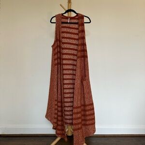 Free People Rust and Cream Sleeveless Cardigan